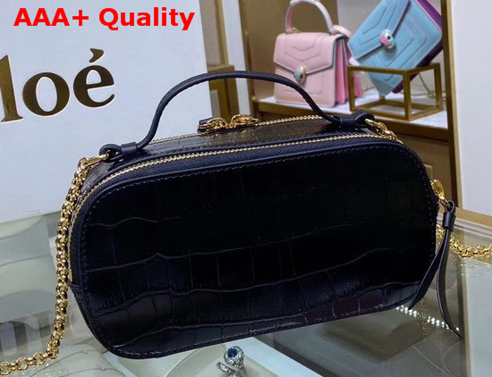 Chloe C Mini Vanity Bag in Black Croc Embossed Calfskin Replica