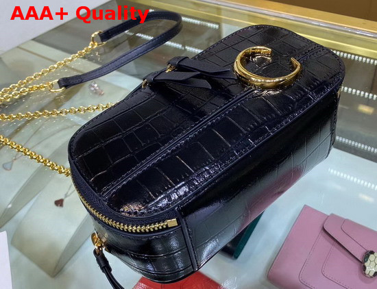 Chloe C Mini Vanity Bag in Black Croc Embossed Calfskin Replica