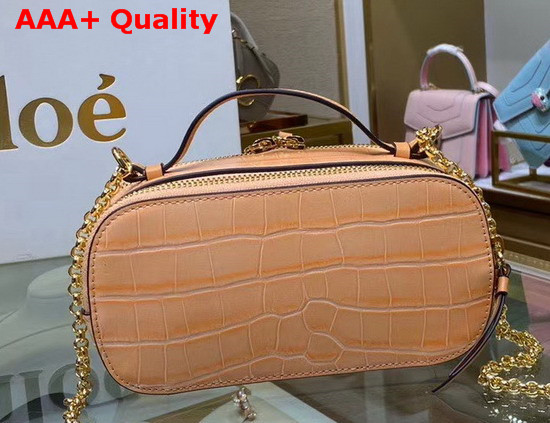 Chloe C Mini Vanity Bag in Milky Orange Croc Embossed Calfskin Replica