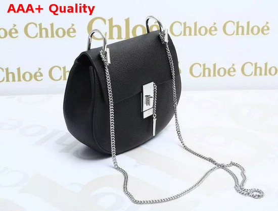 Chloe Drew Bag Black Grained Lambskin Silver Hardware Replica