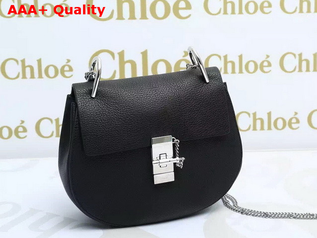 Chloe Drew Bag Black Grained Lambskin Silver Hardware Replica