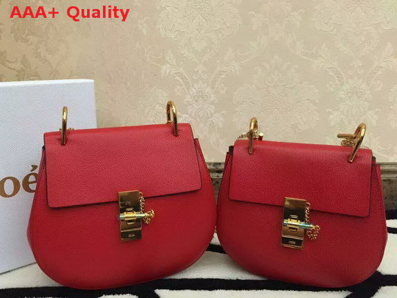 Chloe Drew Bag In Red Grained Leather Replica