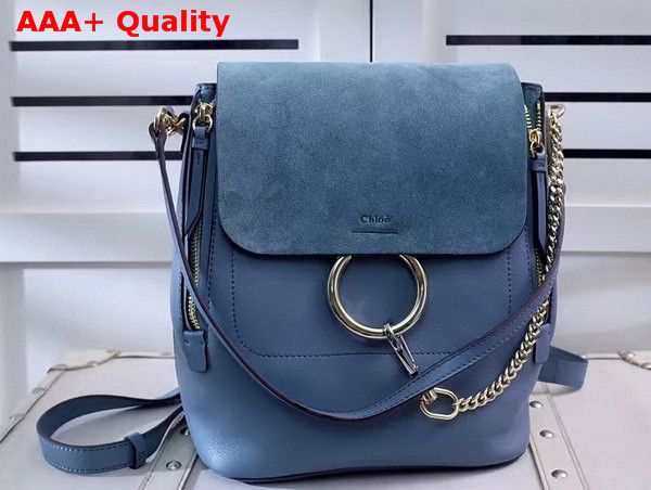 Chloe Faye Backpack in Cloudy Blue Smooth and Suede Calfskin Replica