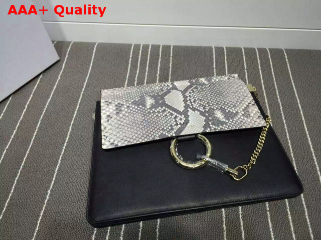 Chloe Faye Bag In Black Calfskin And Python Replica