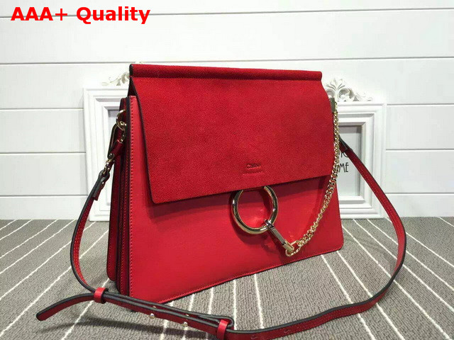 Chloe Faye Bag In Red Smooth Calfskin And Suede Calfskin Replica