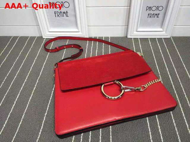 Chloe Faye Bag In Red Smooth Calfskin And Suede Calfskin Replica