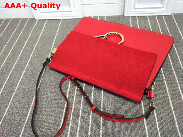 Chloe Faye Bag In Red Smooth Calfskin And Suede Calfskin Replica