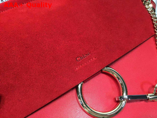 Chloe Faye Bag In Red Smooth Calfskin And Suede Calfskin Replica