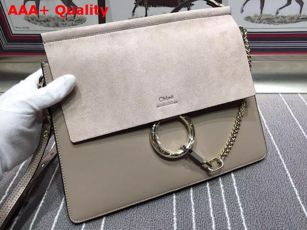 Chloe Faye Bag in Light Grey Smooth Calfskin and Suede Calfskin Replica