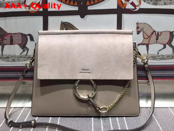 Chloe Faye Bag in Light Grey Smooth Calfskin and Suede Calfskin Replica