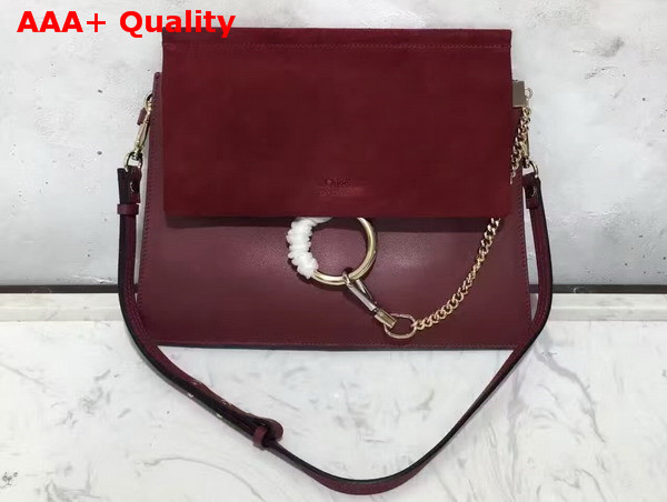 Chloe Faye Bag in Oxblood Suede and Smooth Calfskin Replica