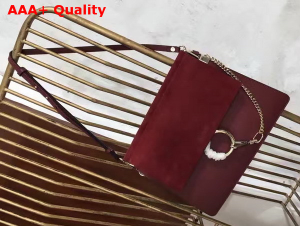 Chloe Faye Bag in Oxblood Suede and Smooth Calfskin Replica