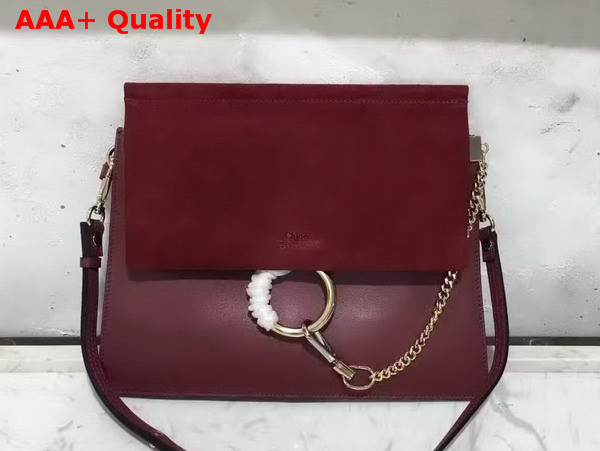 Chloe Faye Bag in Oxblood Suede and Smooth Calfskin Replica