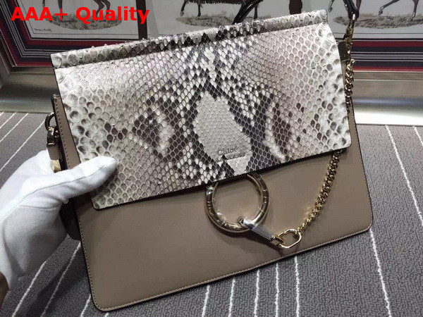 Chloe Faye Bag in Pattern Python and Smooth Calfskin Grey Replica