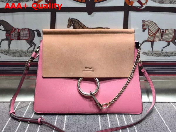 Chloe Faye Bag in Pink Smooth Calfskin and Suede Calfskin Replica