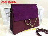 Chloe Faye Bag in Purple Smooth Calfskin and Suede Calfskin Replica