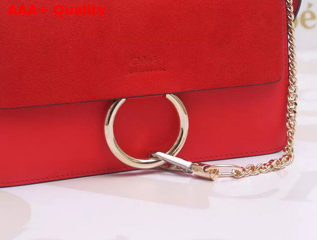 Chloe Faye Small Bag In Poppy Red Suede and Nappa Leather Replica