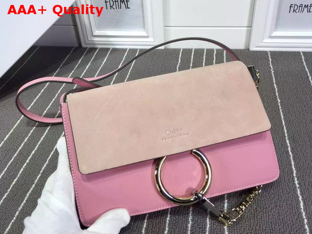 Chloe Faye Small Bag in Pink Smooth Calfskin and Suede Calfskin Replica