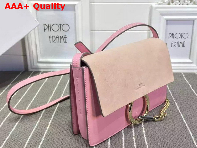 Chloe Faye Small Bag in Pink Smooth Calfskin and Suede Calfskin Replica