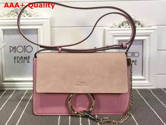 Chloe Faye Small Bag in Pink Smooth Calfskin and Suede Calfskin Replica