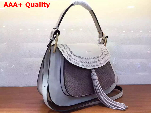 Chloe Hudson Large Bag in Light Grey Calfskin and Python Replica