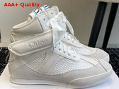 Chloe Kick High Top Sneaker in Cloudy Cream Calfskin and Suede Cowhide Replica