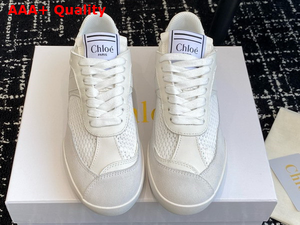 Chloe Kick Sneaker in Cloudy Cream Calfskin and Suede Cowhide Replica