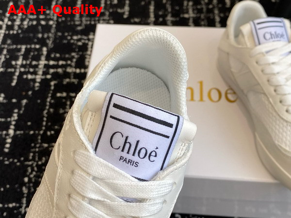 Chloe Kick Sneaker in Cloudy Cream Calfskin and Suede Cowhide Replica