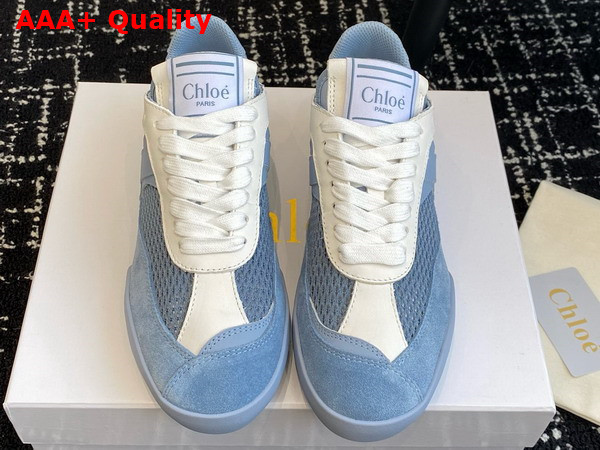 Chloe Kick Sneaker in Pearl Blue Calfskin and Suede Cowhide Replica