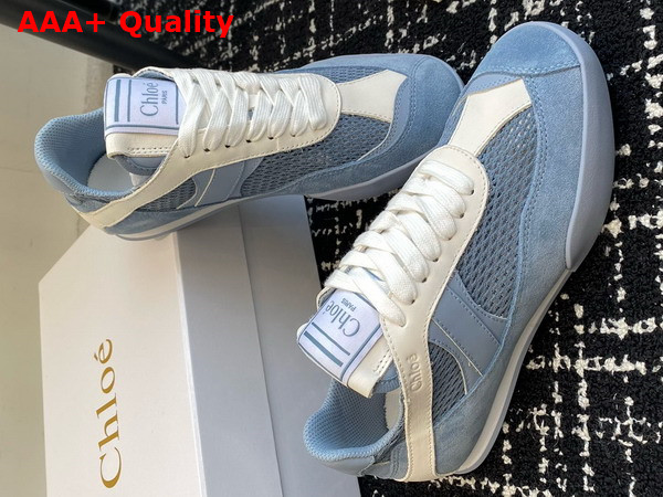 Chloe Kick Sneaker in Pearl Blue Calfskin and Suede Cowhide Replica