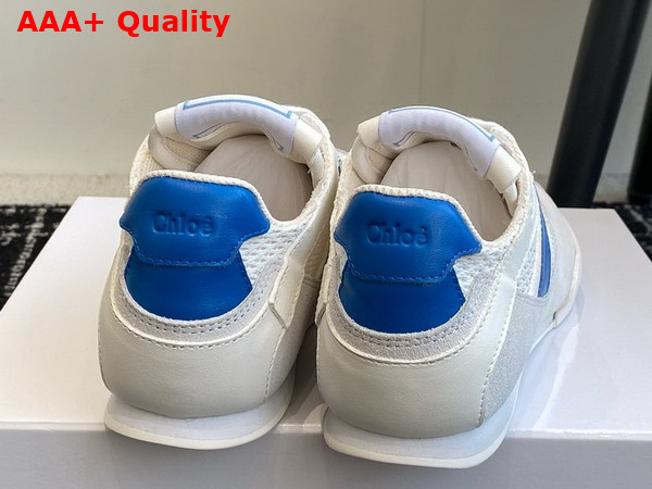 Chloe Kick Sneaker in White and Blue Calfskin and Suede Cowhide Replica