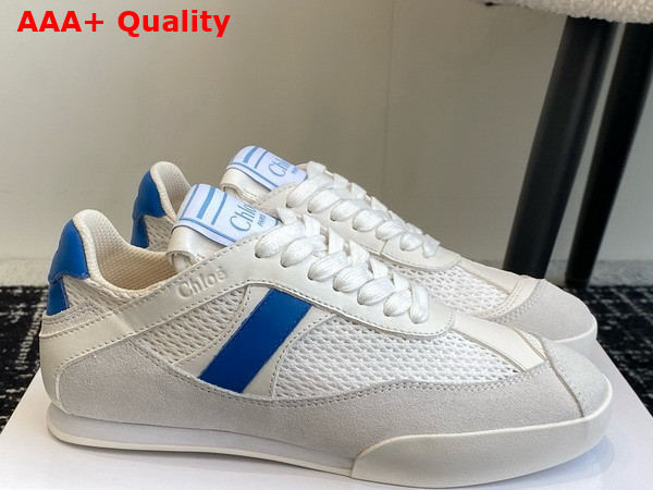 Chloe Kick Sneaker in White and Blue Calfskin and Suede Cowhide Replica