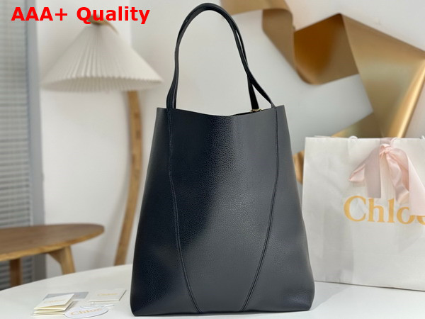 Chloe Large Chloe Spin Tote Bag in Black Grained Leather Replica