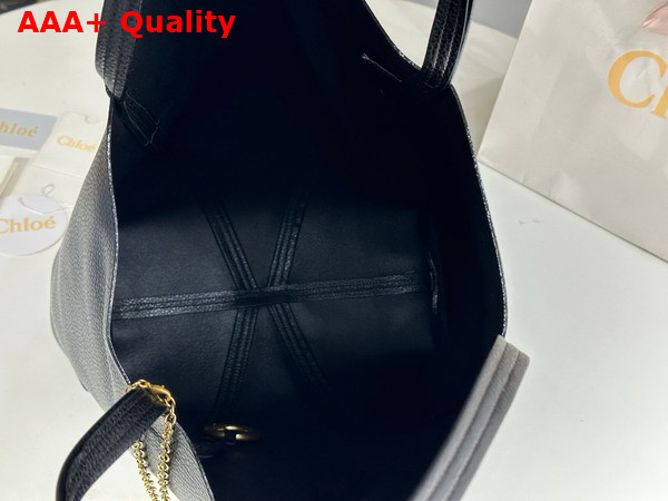 Chloe Large Chloe Spin Tote Bag in Black Grained Leather Replica