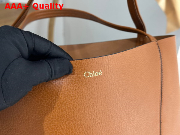 Chloe Large Chloe Spin Tote Bag in Clay Brown Grained Leather Replica