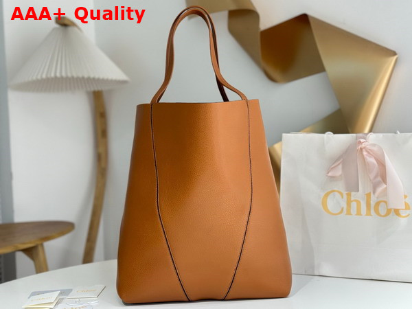 Chloe Large Chloe Spin Tote Bag in Clay Brown Grained Leather Replica