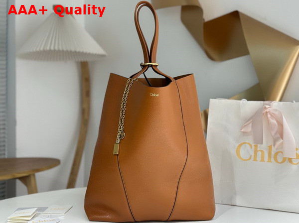 Chloe Large Chloe Spin Tote Bag in Clay Brown Grained Leather Replica