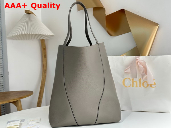 Chloe Large Chloe Spin Tote Bag in Flannel Grey Grained Leather Replica