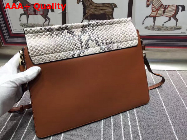 Chloe Large Faye Bag Pattern Python and Smooth Calfskin Brown Replica