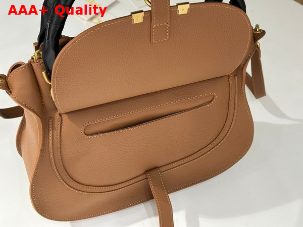 Chloe Large Marcie Bag in Tan Grained Leather with Black Handle Replica