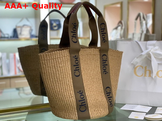 Chloe Large Woody Basket Fair Trade Paper and Woody Ribbon Grove Brown Replica