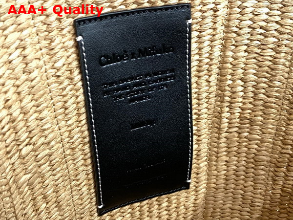 Chloe Large Woody Basket in Fair Trade Paper Calfskin and Deadstock Denim with Chloe Logo Embroidery Replica