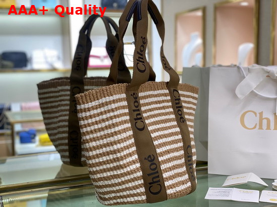 Chloe Large Woody Basket in Fair Trade Paper with the Woody Ribbon Grove Brown Replica