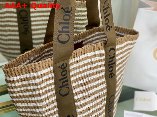 Chloe Large Woody Basket in Fair Trade Paper with the Woody Ribbon Grove Brown Replica