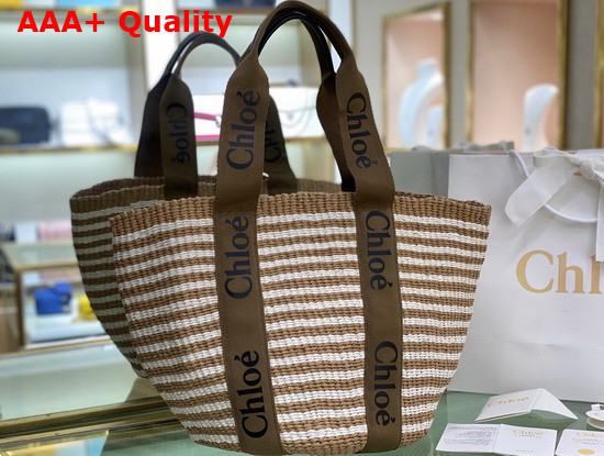 Chloe Large Woody Basket in Fair Trade Paper with the Woody Ribbon Grove Brown Replica