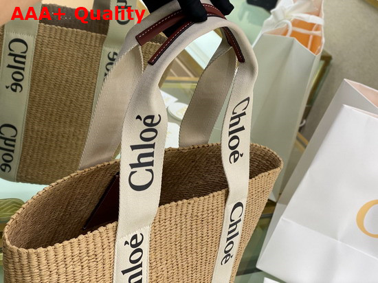 Chloe Large Woody Basket in Fair Trade Paper with the Woody Ribbon White Replica