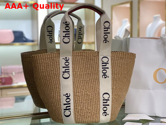 Chloe Large Woody Basket in Fair Trade Paper with the Woody Ribbon White Replica