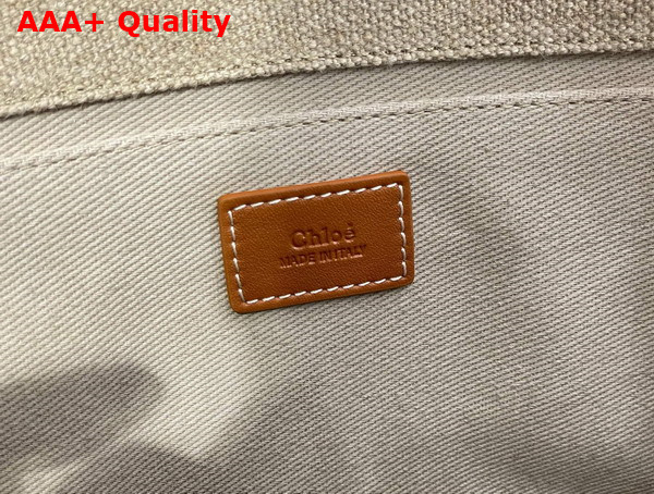 Chloe Large Woody Tote Bag in Linen Soft Tan Replica