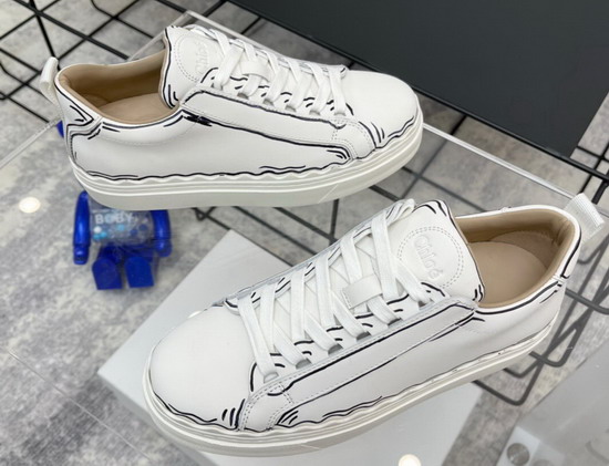 Chloe Lauren Sneaker Outlined Calfskin White Replica