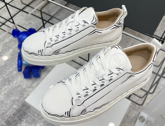 Chloe Lauren Sneaker Outlined Calfskin White Replica